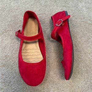 Red Mary Jane Flats